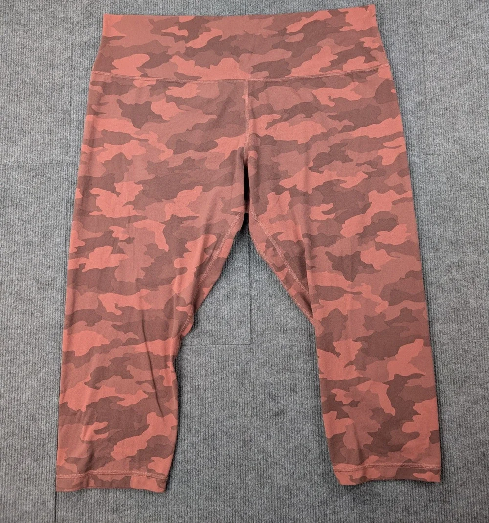 Lululemon Align Crop Leggings Womens 20 Pink Camo Stretch Athleisure Yoga Gym